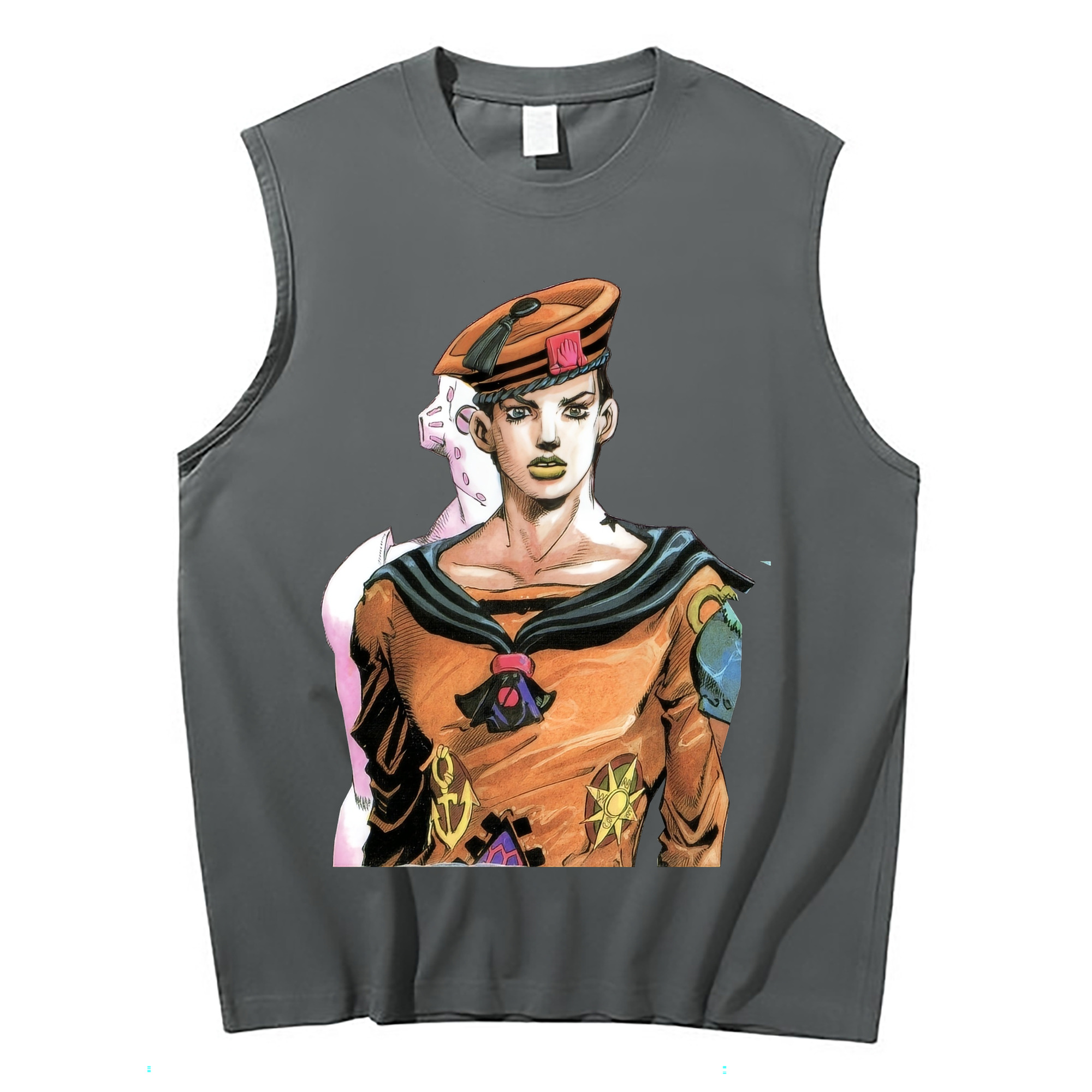 （画像用） ジョジョの奇妙な冒険 東方定助 JoJo's Bizarre Adventure Higashikata Josuke コットン100％タンクトップ（フロントプリント）
